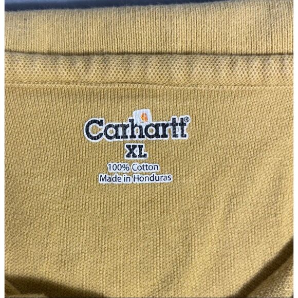 Carhartt Polo Shirt Gold Solid Short Sleeve Cotton Casual Men Size XL - Picture 5 of 7